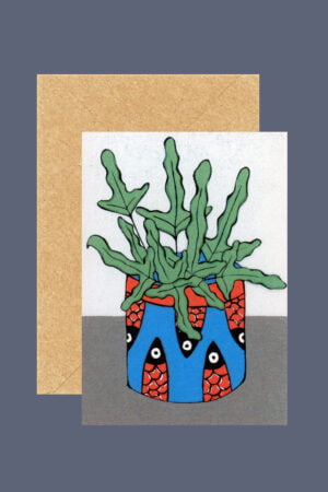 blank art card of blue star fern in fish pot