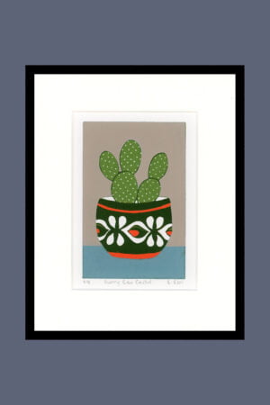 Cactus in Scandi pot lino print
