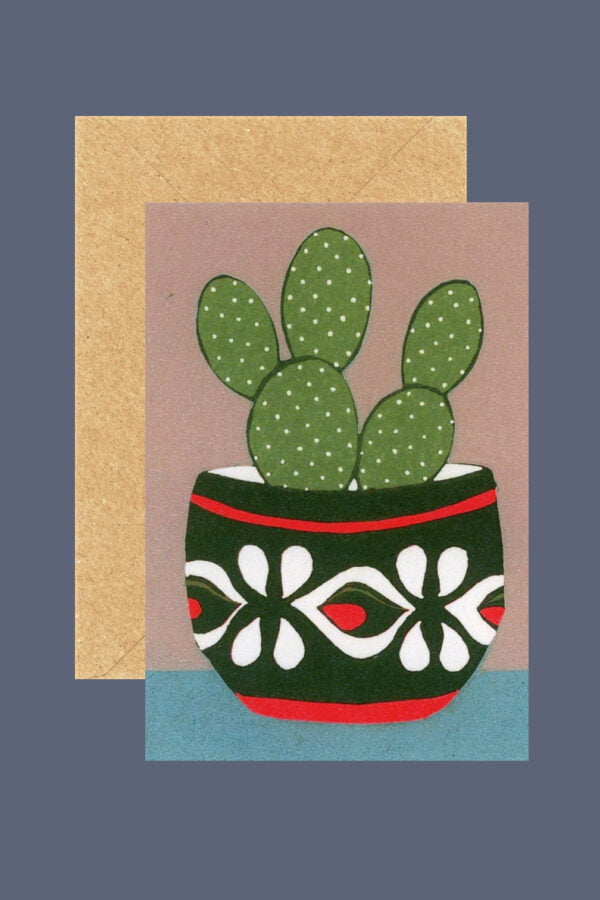 cactus lino print card