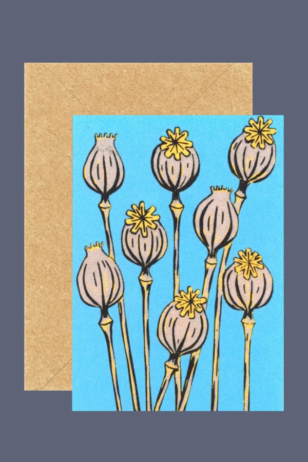 blank art card of poppy seed heads