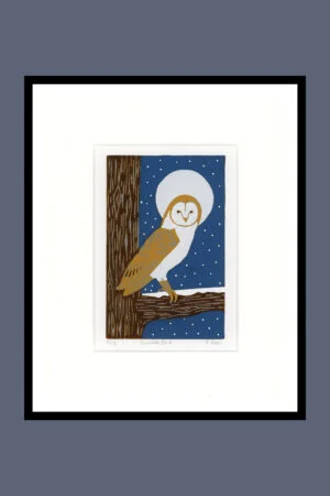 Owl original lino print by Esther Rolls